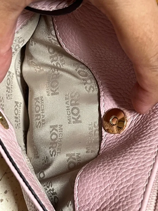 Michael Kors Fulton Black Pebbled Leather Crossbody Bag Snap & Zipper Gold Logo - Picture 8 of 13